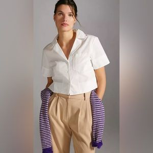 Anthropologie Maeve Poplin Cropped Blouse in a size XS